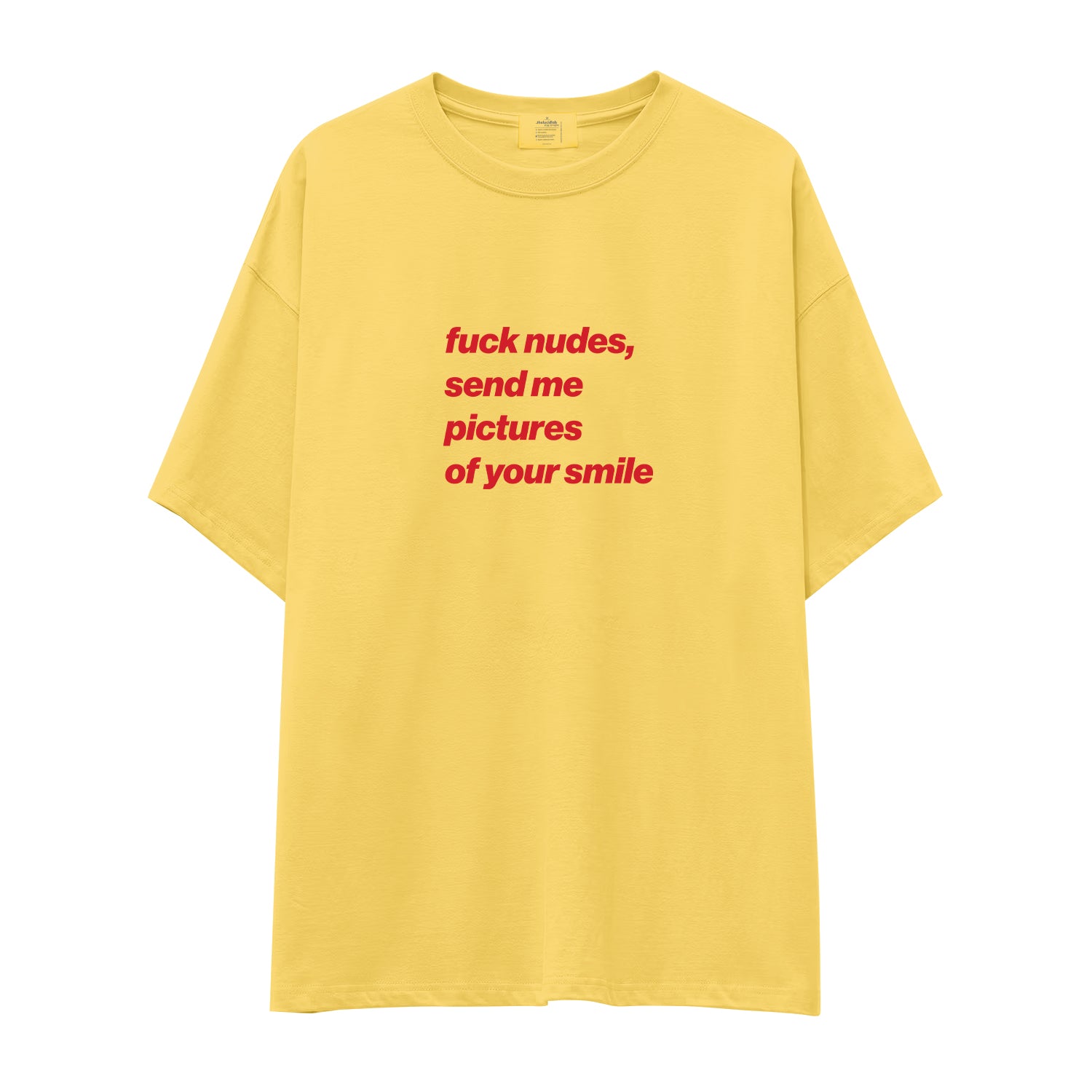 Fuck Nudes Oversize Tişört - sari