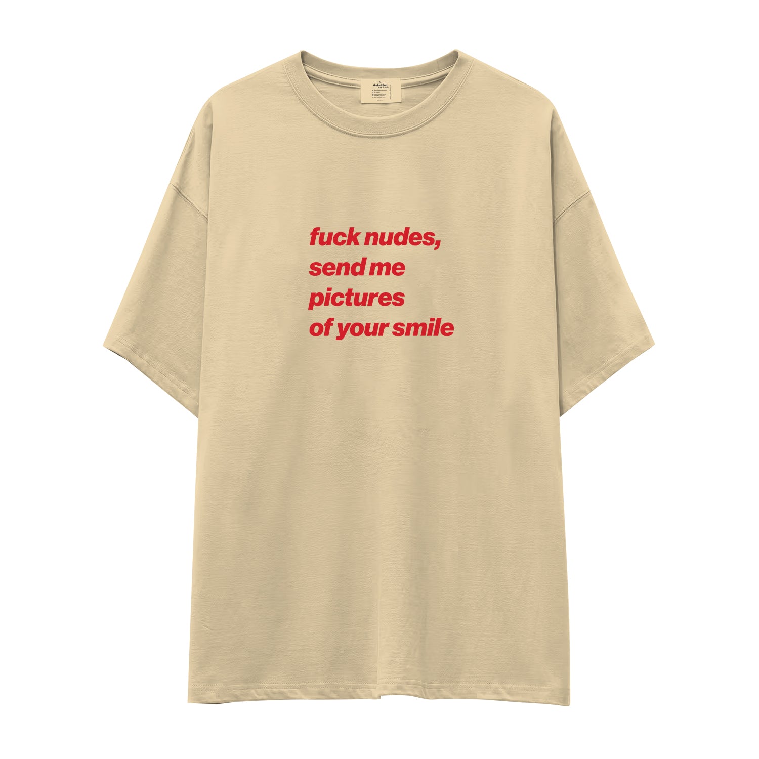 Fuck Nudes Oversize Tişört - krem