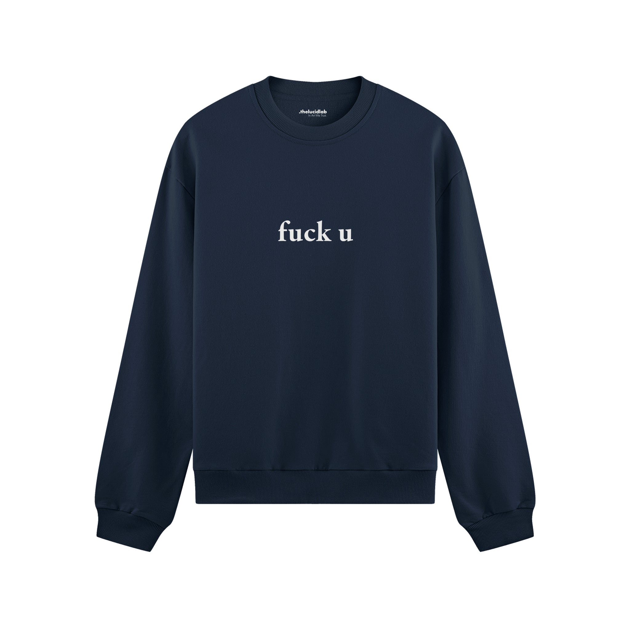 FUCK U Oversize Sweatshirt - Lacivert - ön görünüm