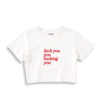 Fuck You Crop Tişört - beyaz