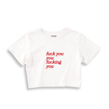 Fuck You Crop Tişört - beyaz