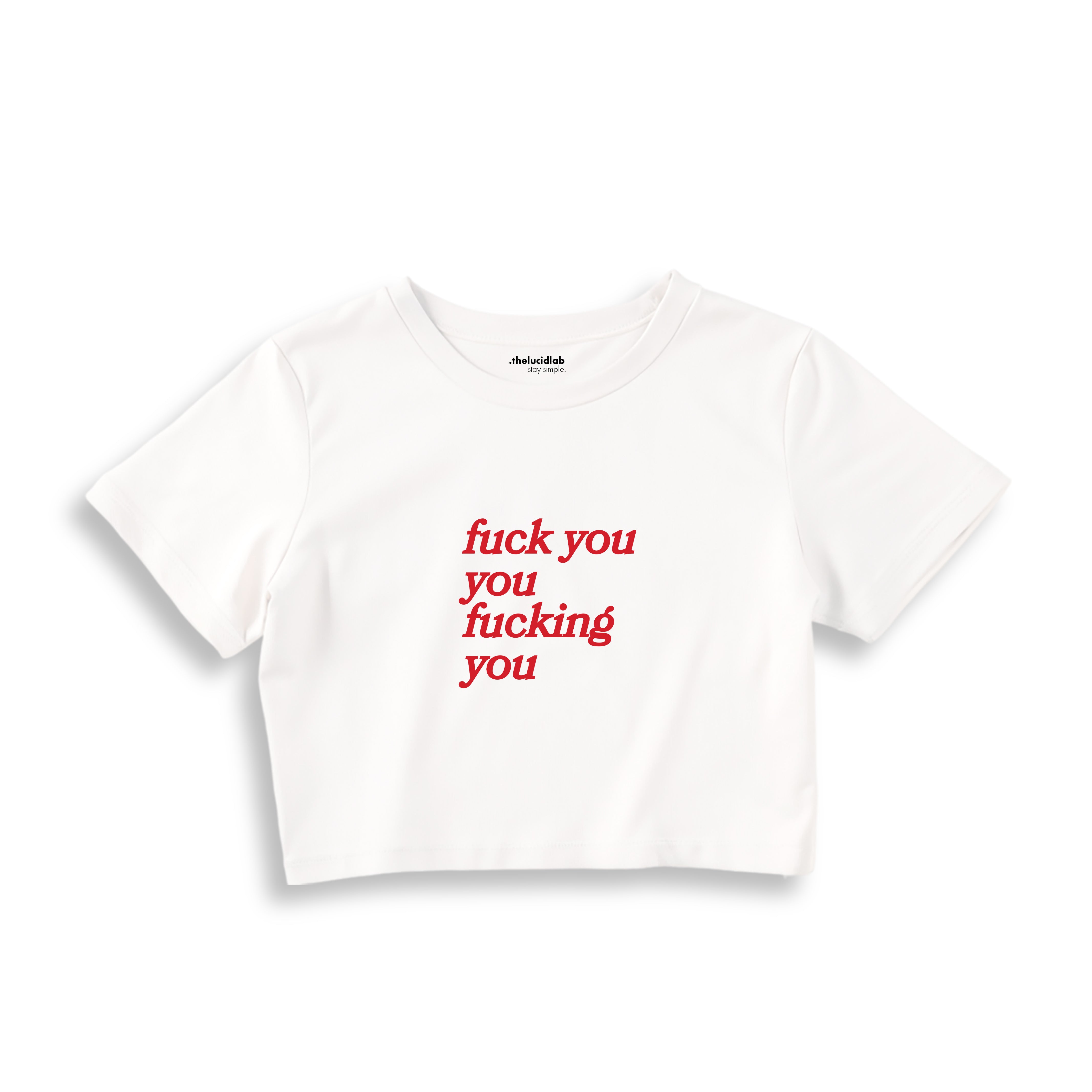 Fuck You Crop Tişört - beyaz