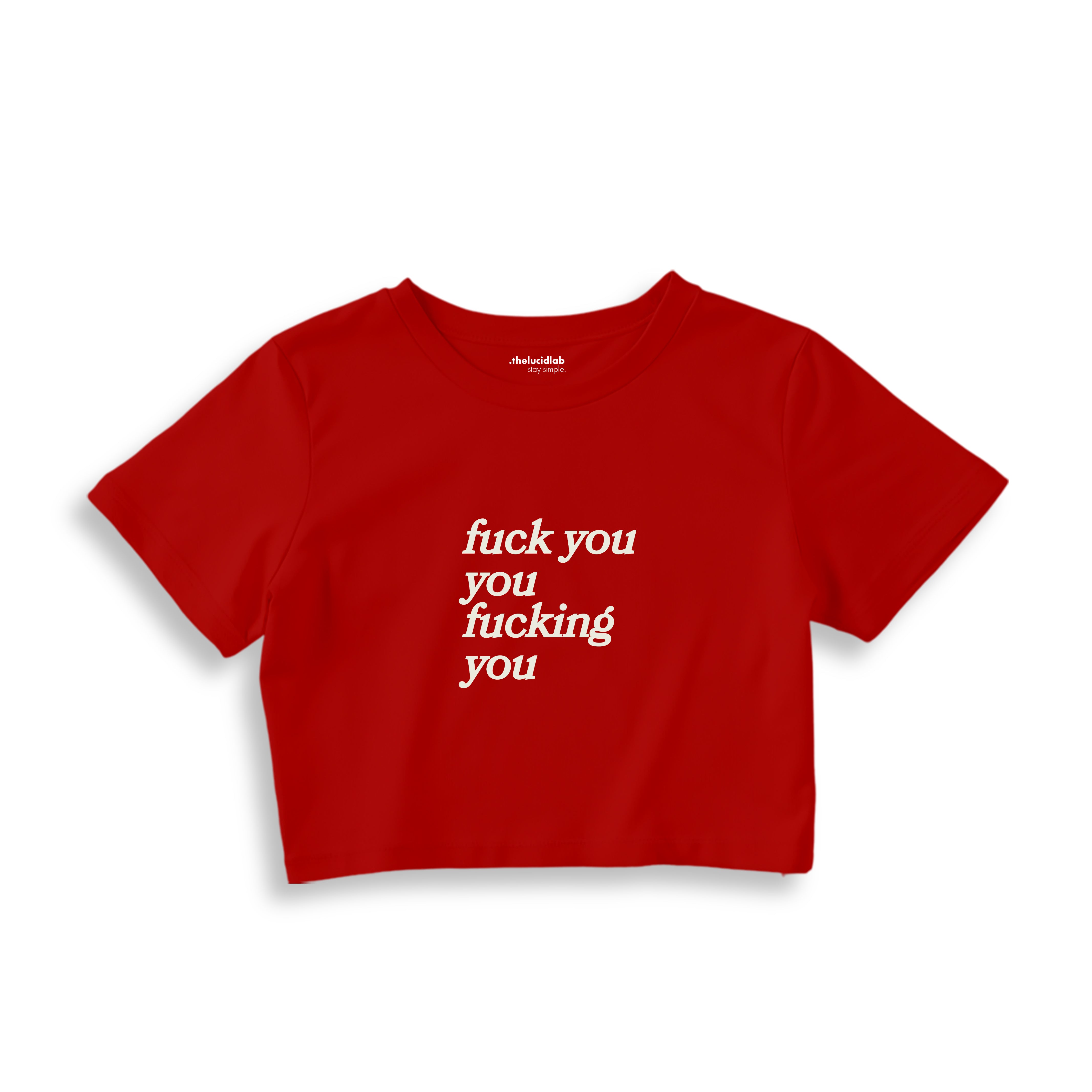 Fuck You Crop Tişört - kirmizi