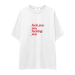 Fuck You Oversize Tişört - beyaz