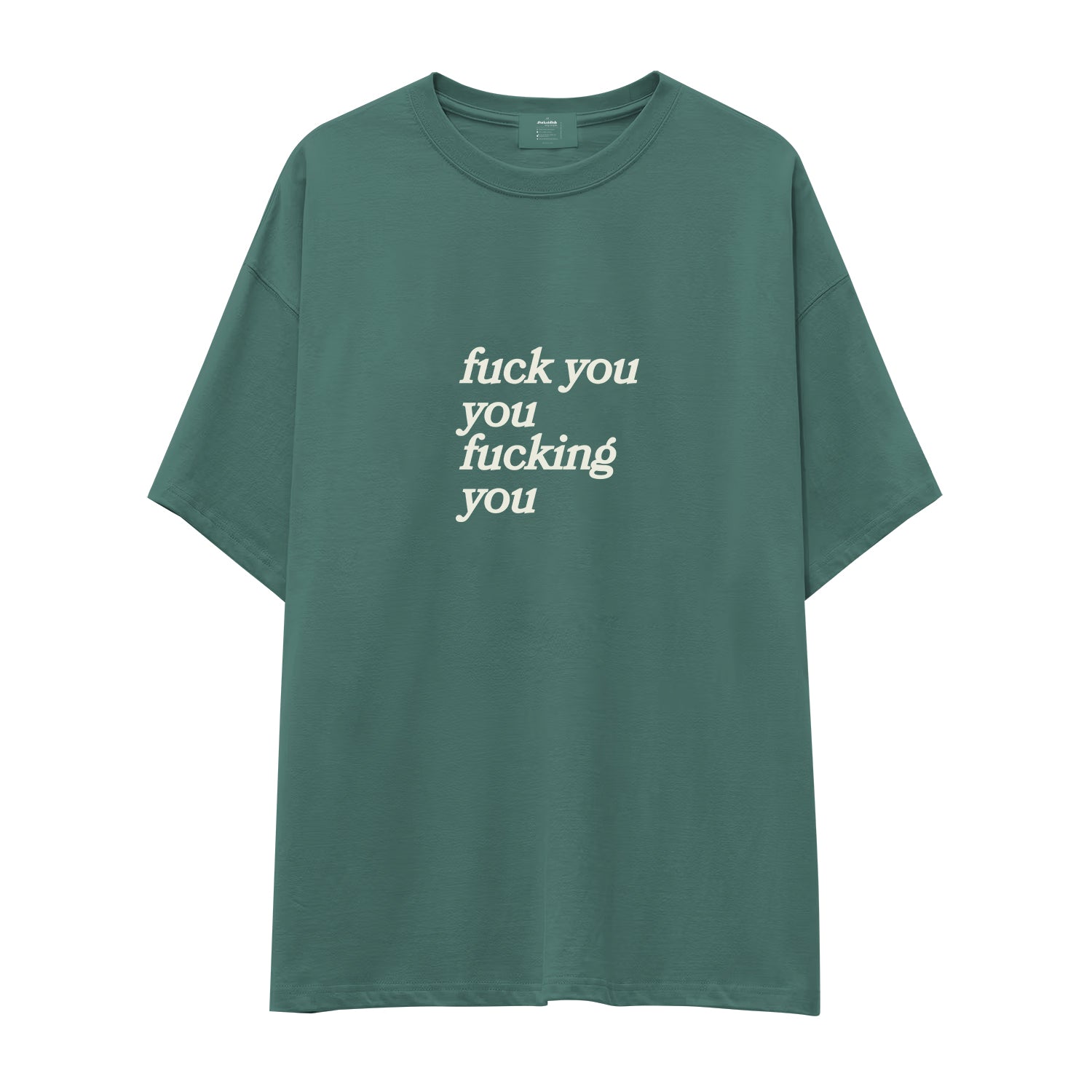 Fuck You Oversize Tişört - yesil