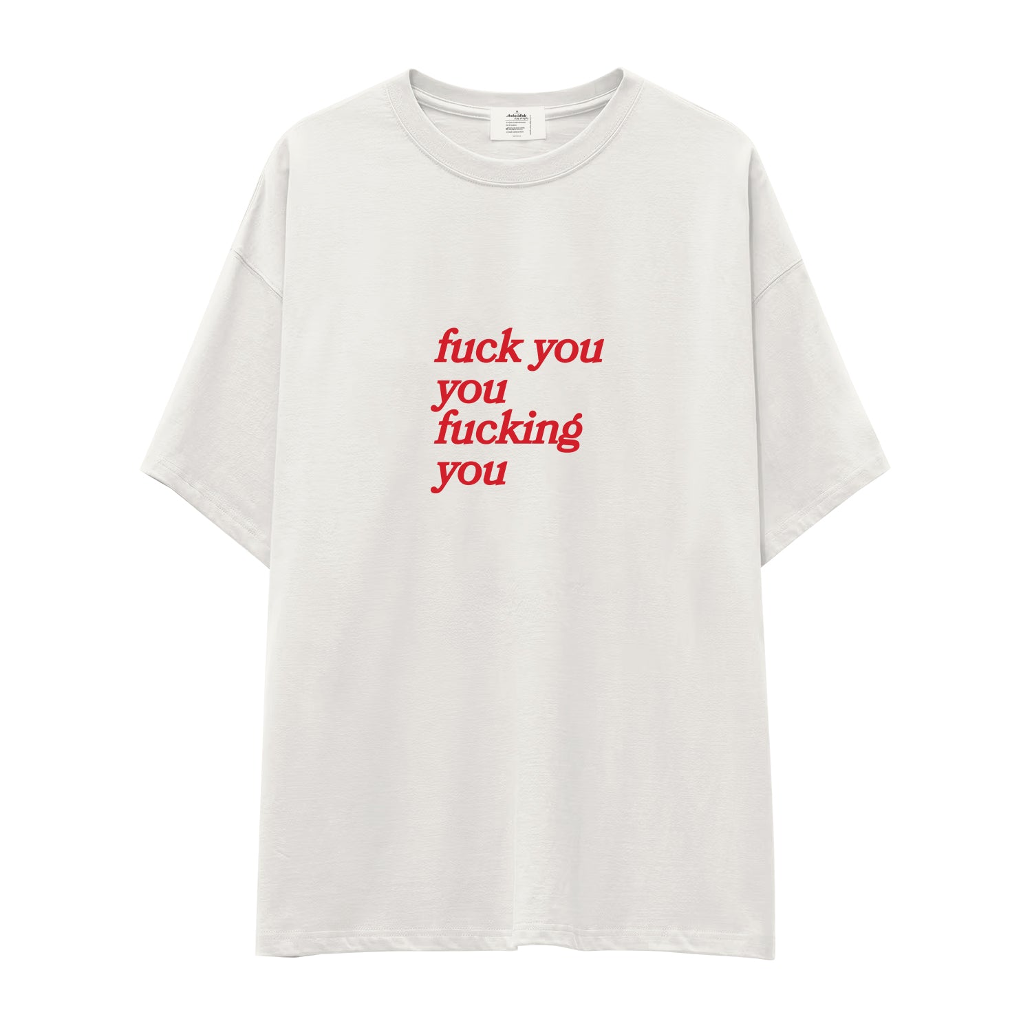 Fuck You Oversize Tişört - ekru