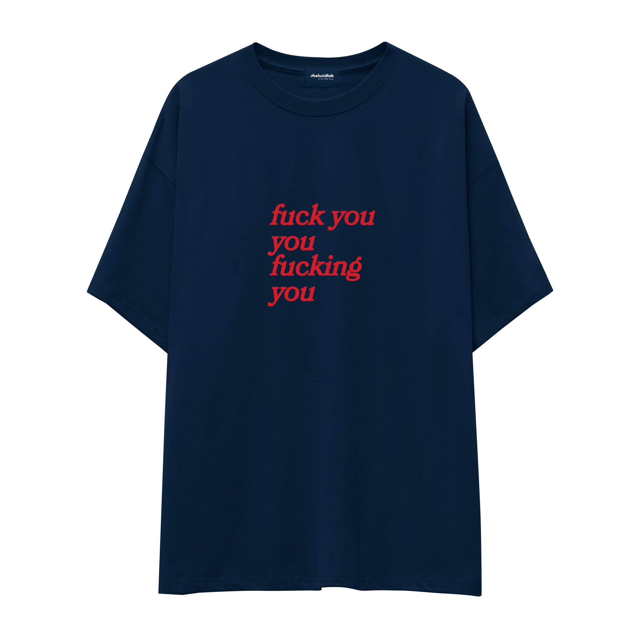 Fuck You Oversize Tişört - lacivert-1