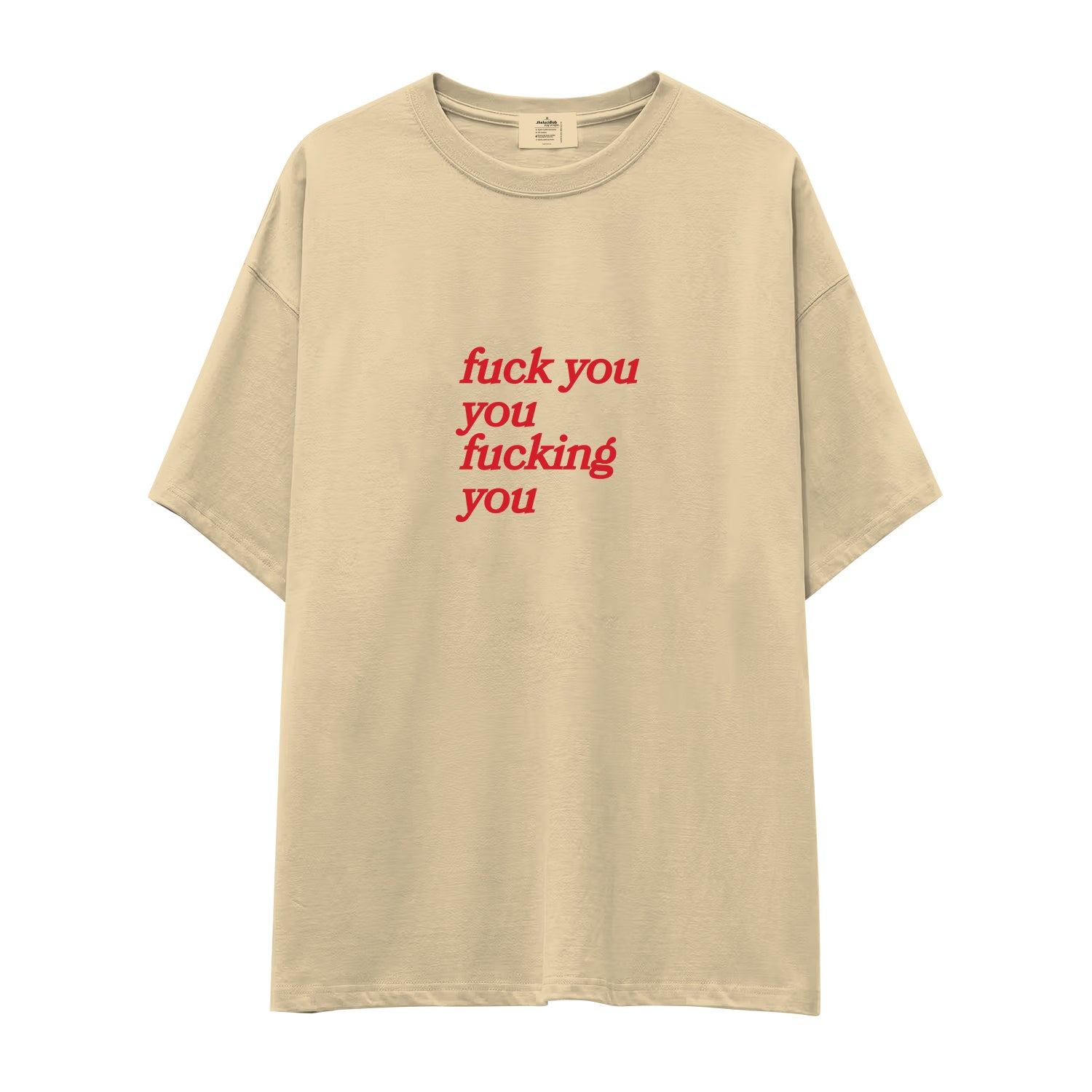 Fuck You Oversize Tişört - krem