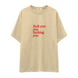 Fuck You Oversize Tişört - krem