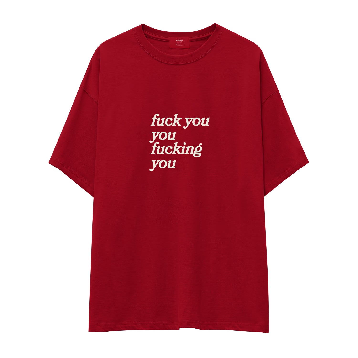 Fuck You Oversize Tişört - kirmizi