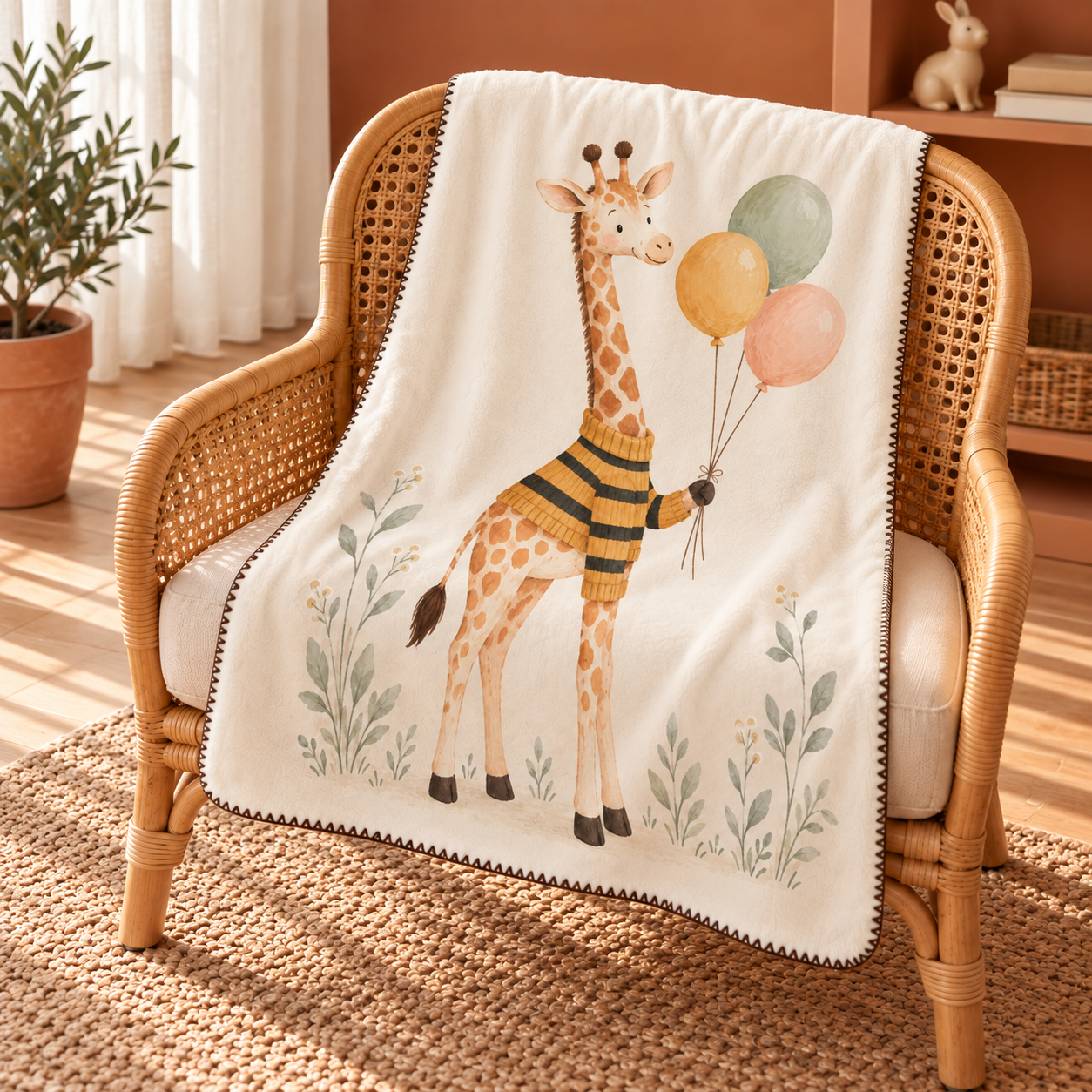 Giraffe Balloons Polar Bebek Battaniyesi — Çapraz görünüm