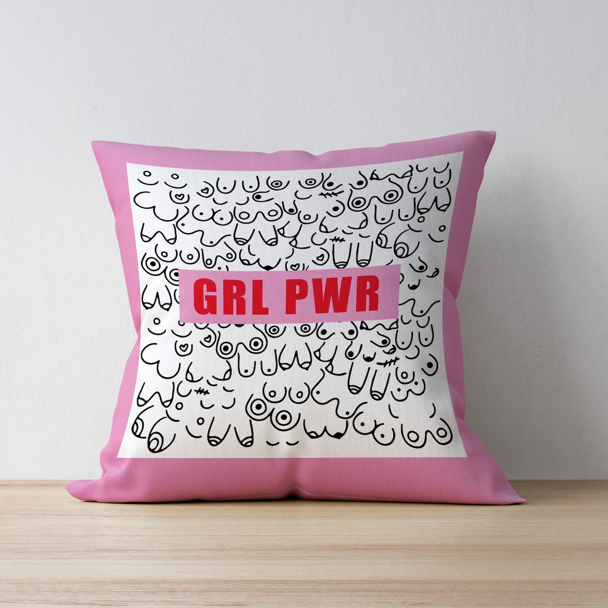 Girl Power Pembe Çift Taraflı Kırlent Kılıfı 2 Adet