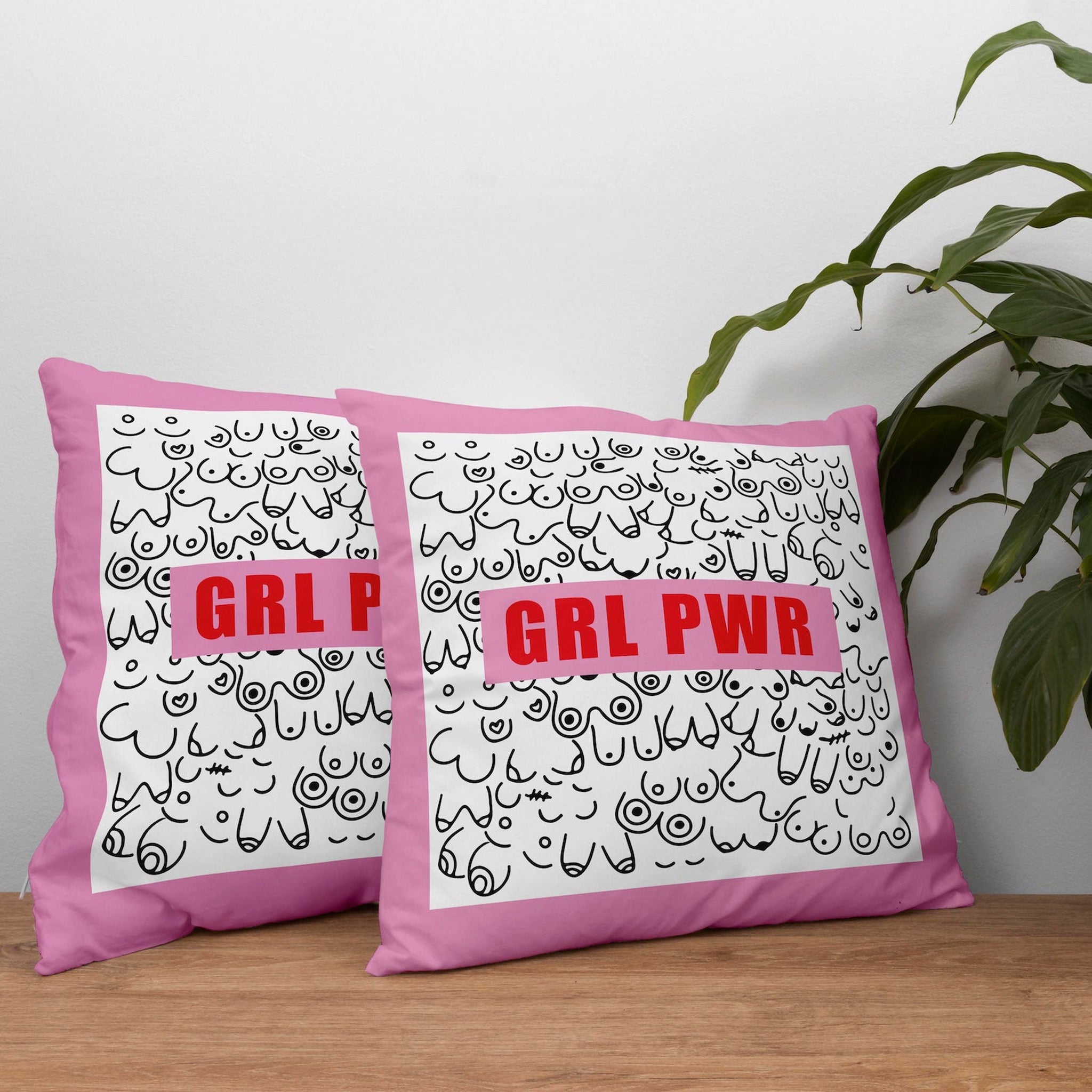 Girl Power Pembe Çift Taraflı Kırlent Kılıfı 2 Adet