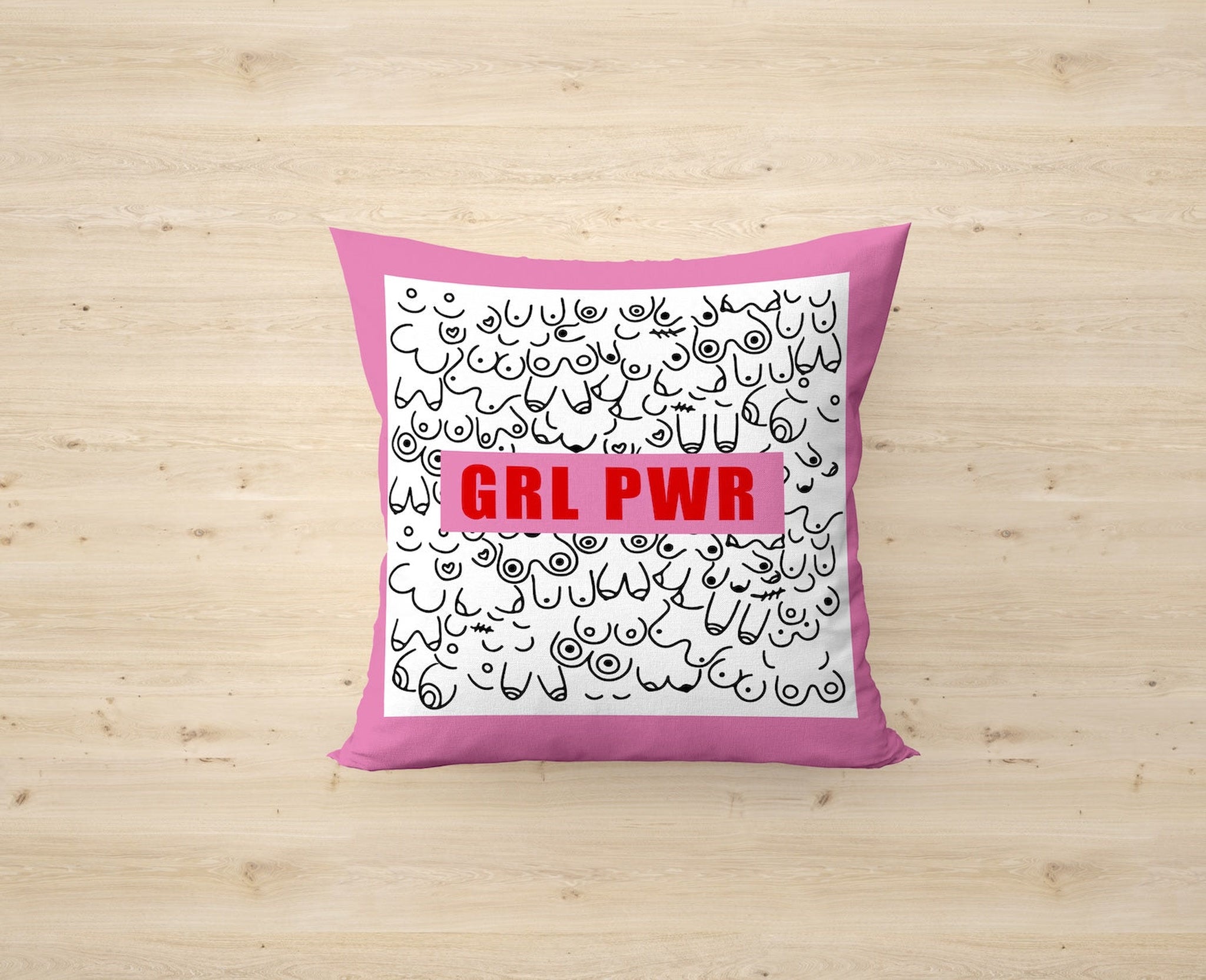 Girl Power Pembe Çift Taraflı Kırlent Kılıfı 2 Adet