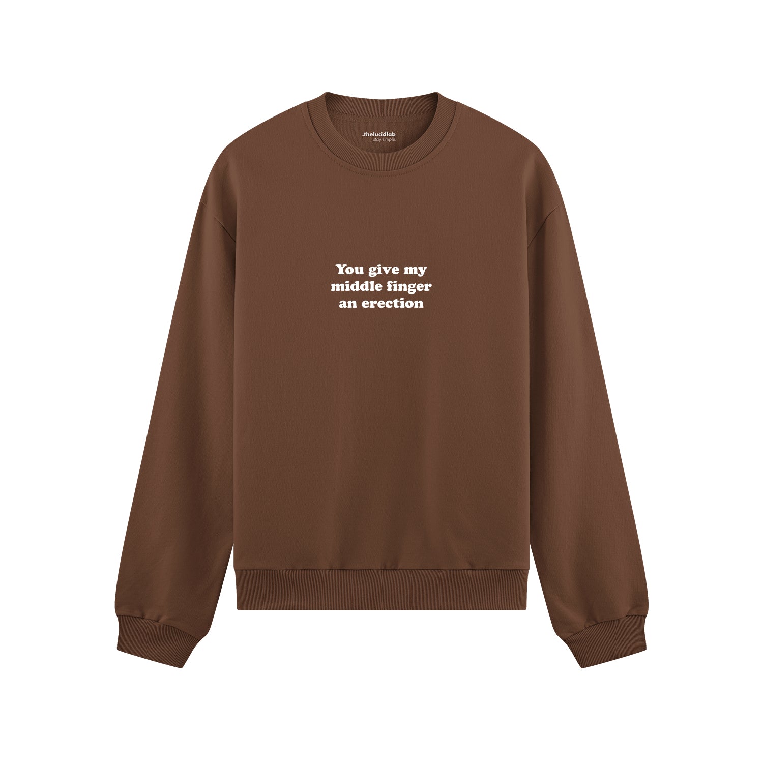 Give My Middle Finger Oversize Sweatshirt - Kahverengi - ön görünüm