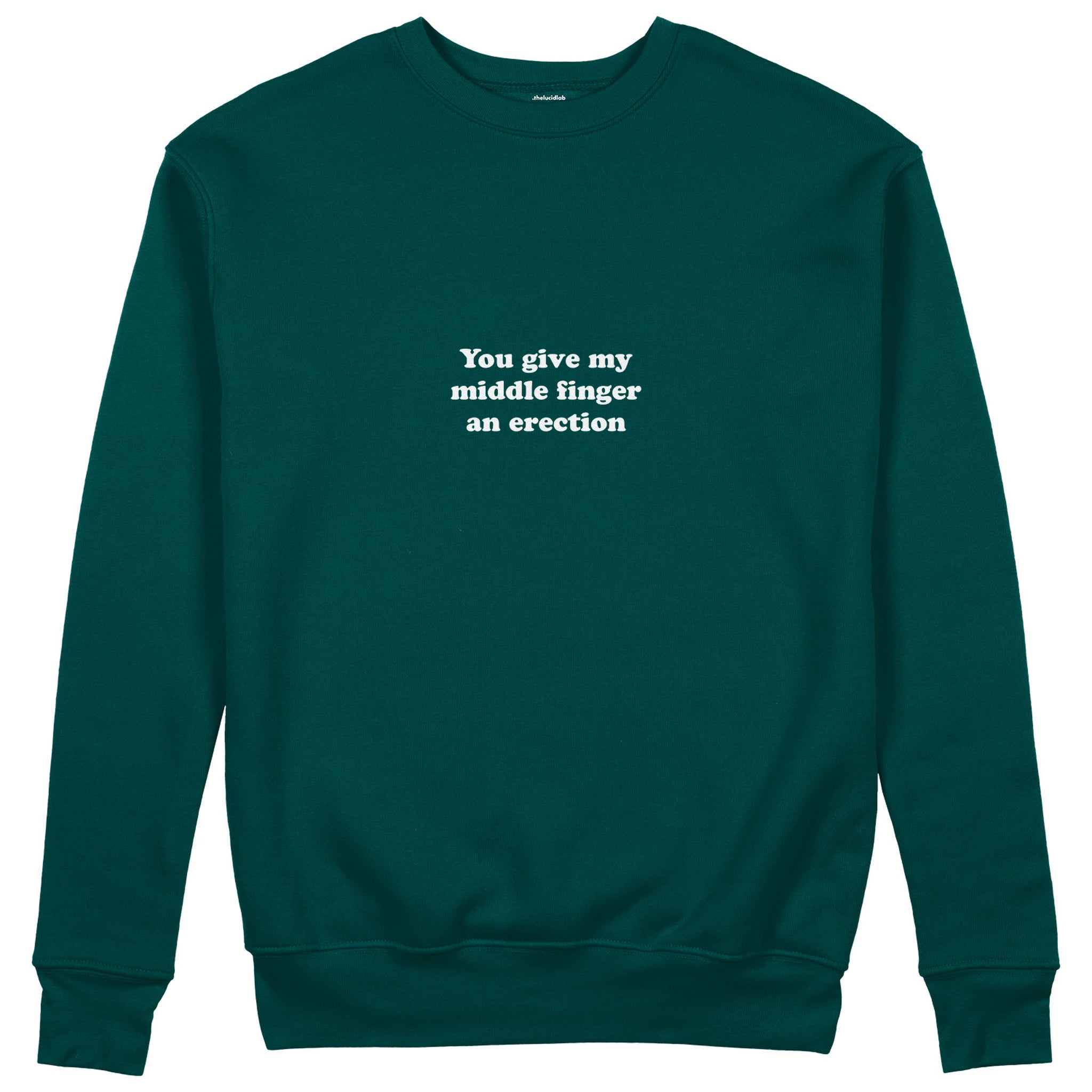 Give My Middle Finger Sweatshirt - Koyu Yeşil - ön görünüm