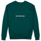 God's Favorite Creation Sweatshirt - Koyu Yeşil - ön görünüm