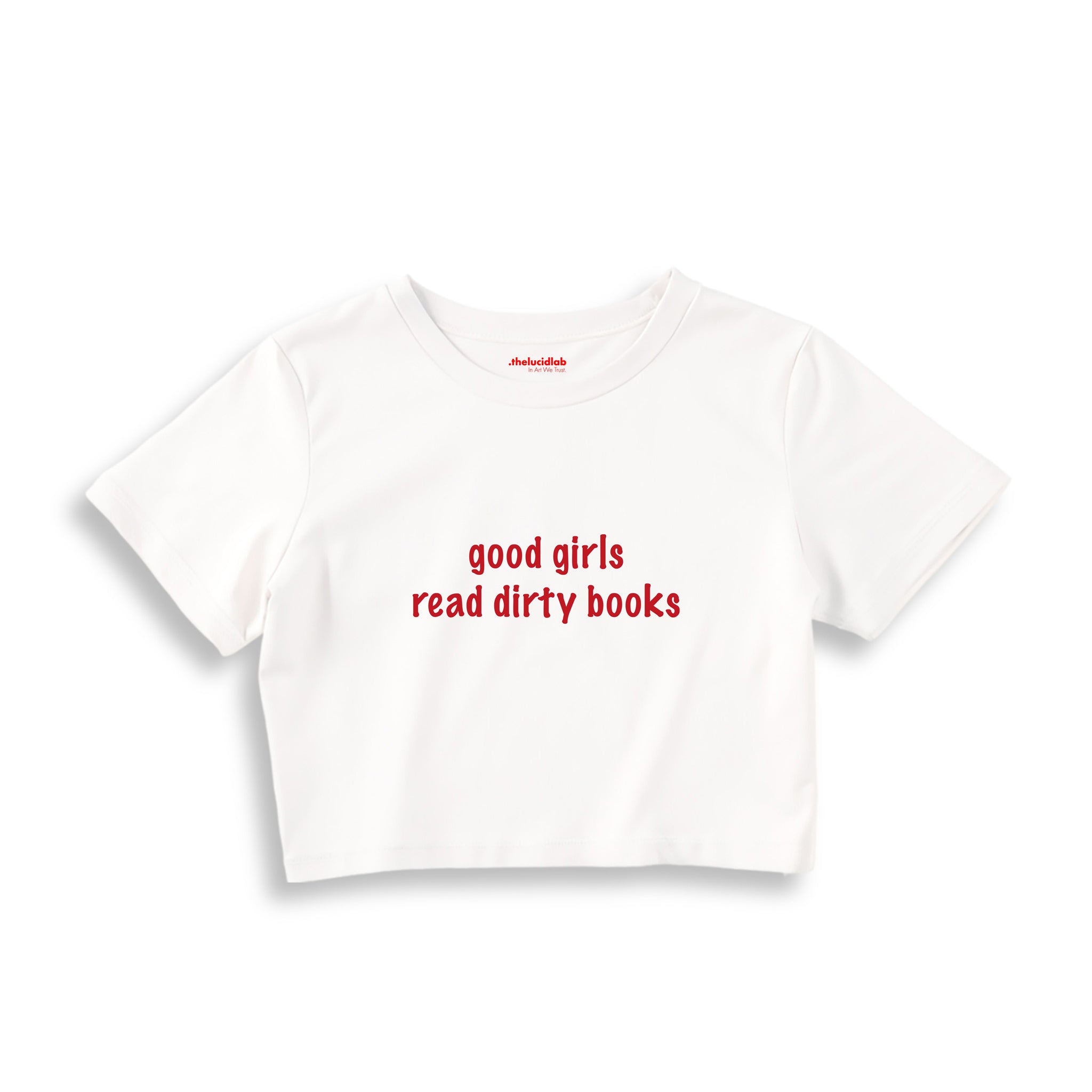 Good Girls Read Dirty Books Crop Tişört — Beyaz