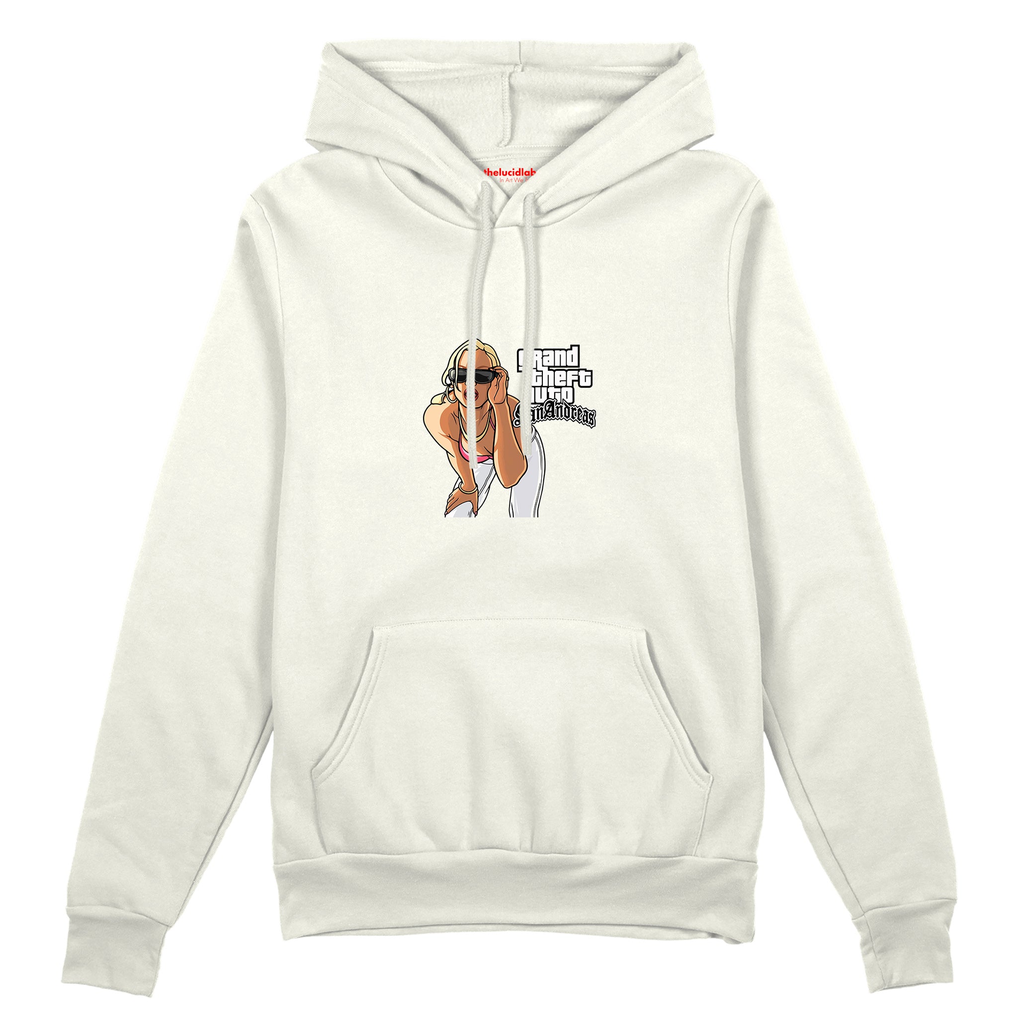 GTA San Andreas Oversize Hoodie — Beyaz — Ön baskı