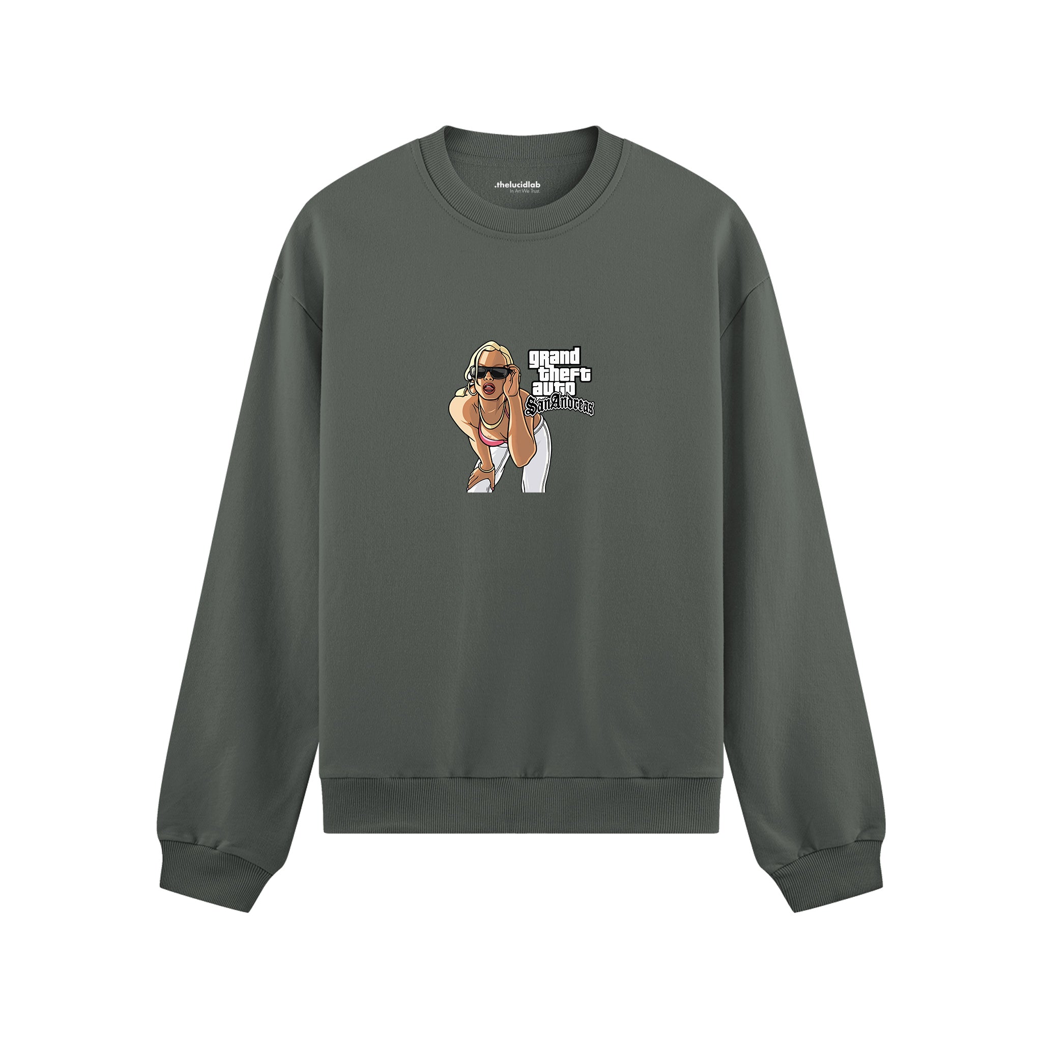 GTA San Andreas Oversize Sweatshirt — Antrasit — Ön görünüm