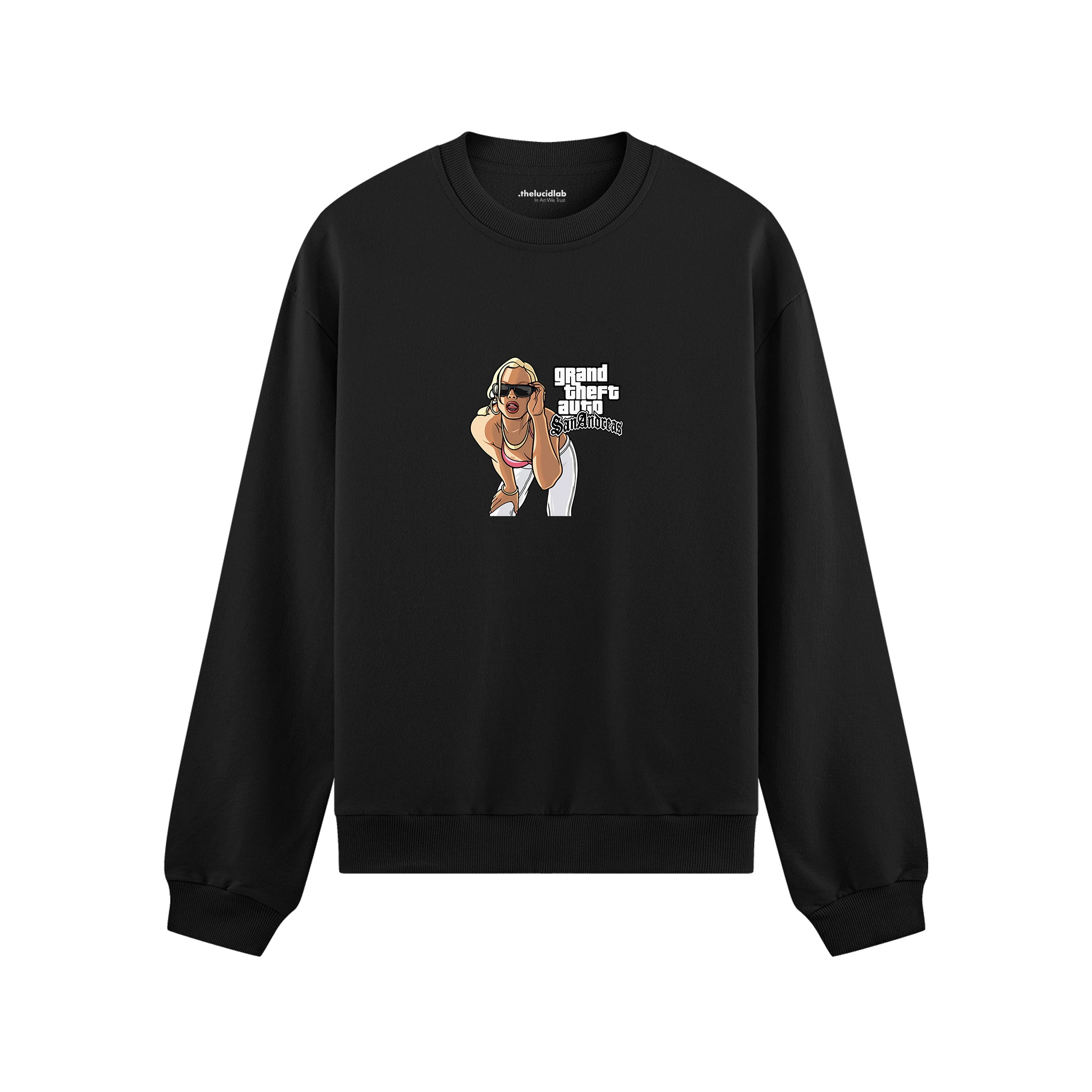 GTA San Andreas Oversize Sweatshirt — Siyah — Ön görünüm