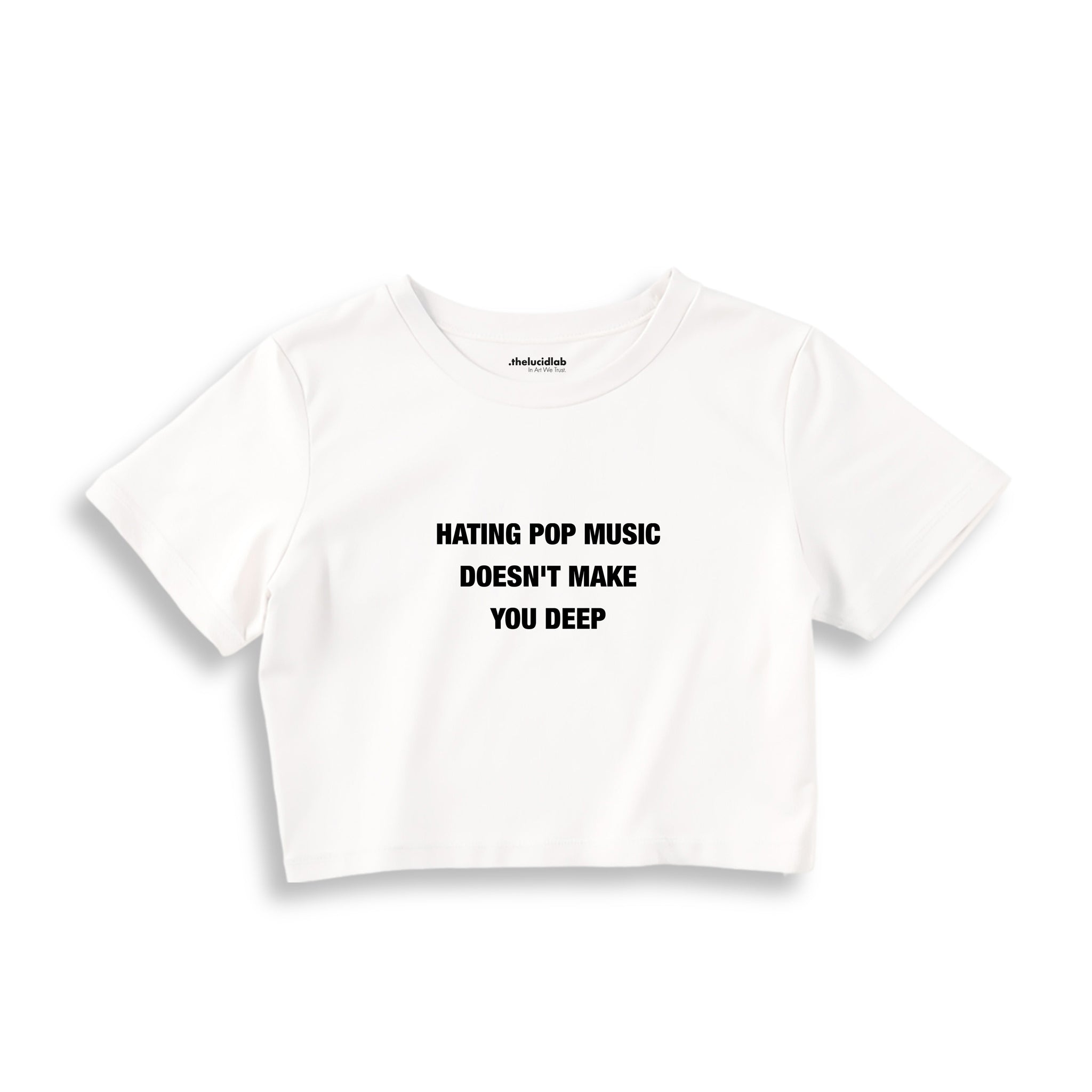 Hating Pop Music Crop Tişört — Beyaz