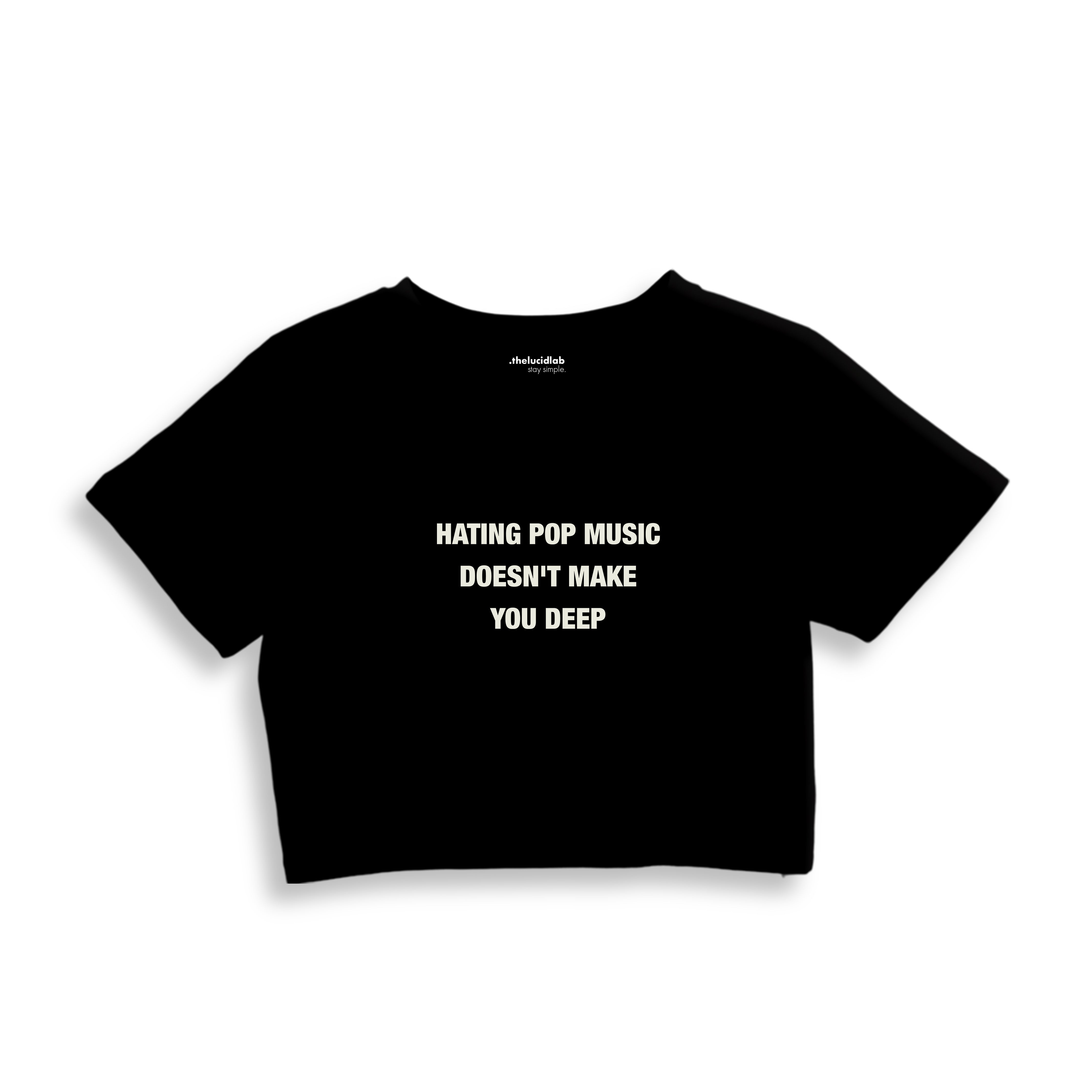 Hating Pop Music Crop Tişört - siyah