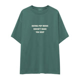 Hating Pop Music Oversize Tişört - yesil