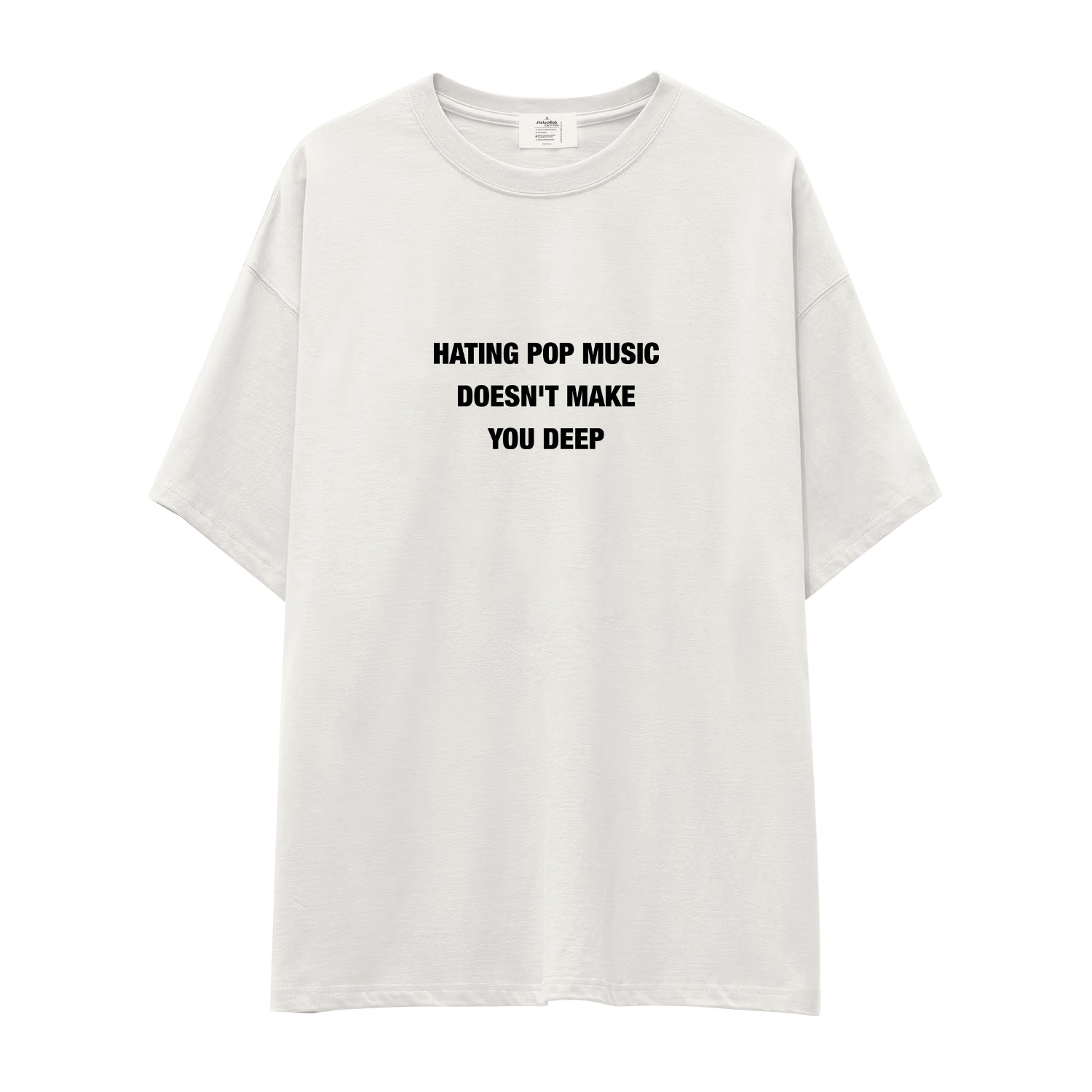 Hating Pop Music Oversize Tişört - ekru