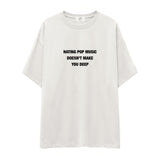 Hating Pop Music Oversize Tişört - ekru
