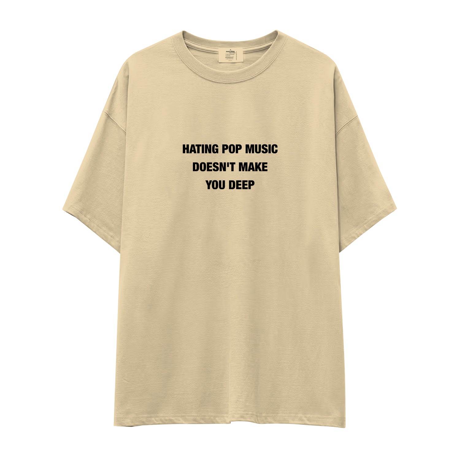 Hating Pop Music Oversize Tişört - krem