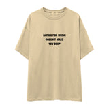 Hating Pop Music Oversize Tişört - krem