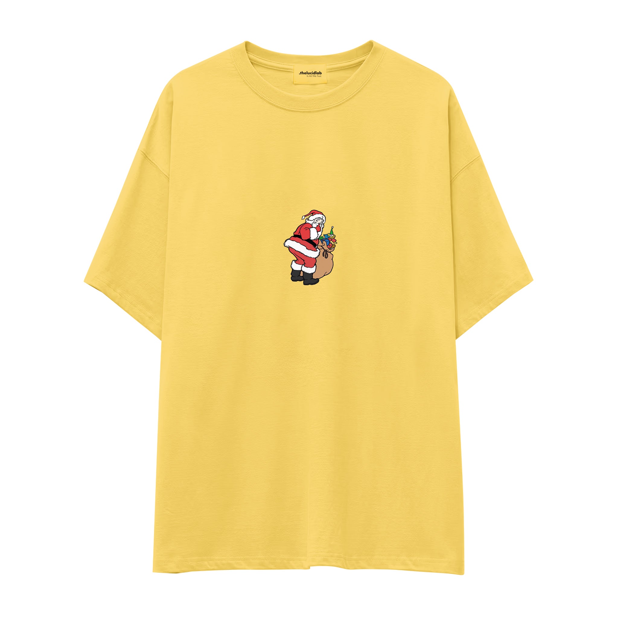 Ho Ho Ho Oversize Tişört Sarı Ön