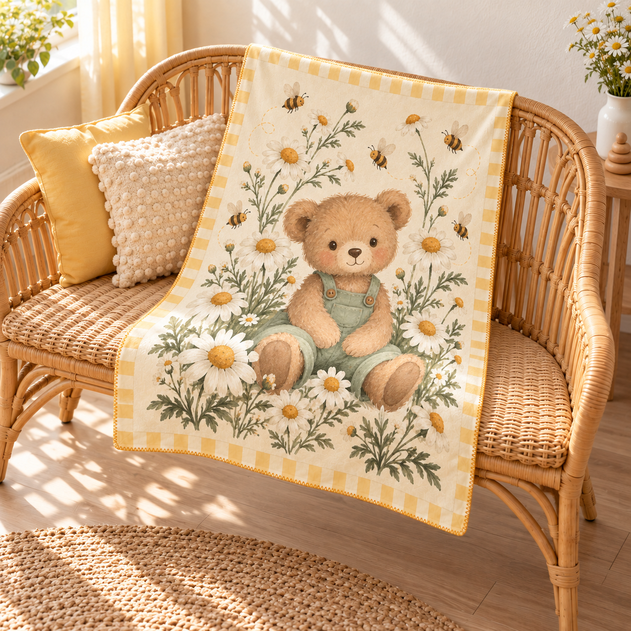 Honey Bear Garden Polar Bebek Battaniyesi — Çapraz görünüm