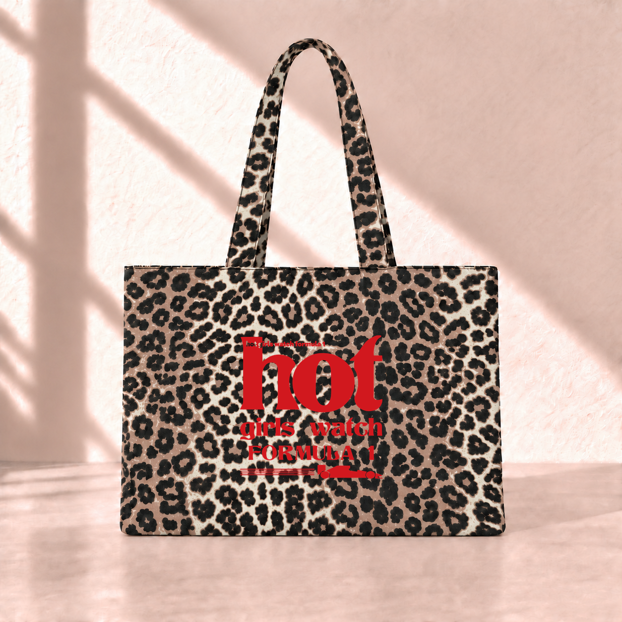 Hot Girls Watch Formula 1 Leopard Tote Bag ön görünüm