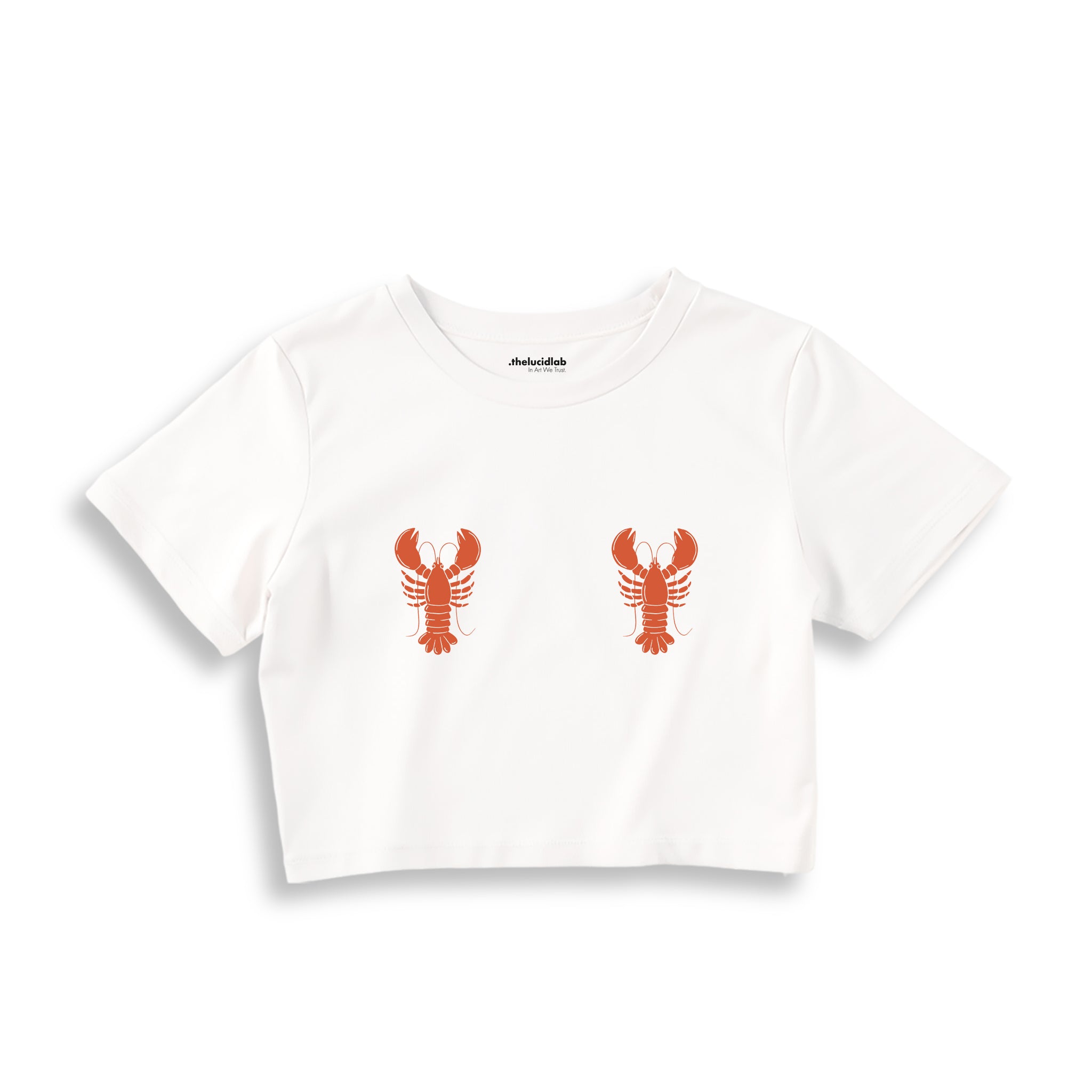 Hot Lobsters Crop Tişört — Beyaz