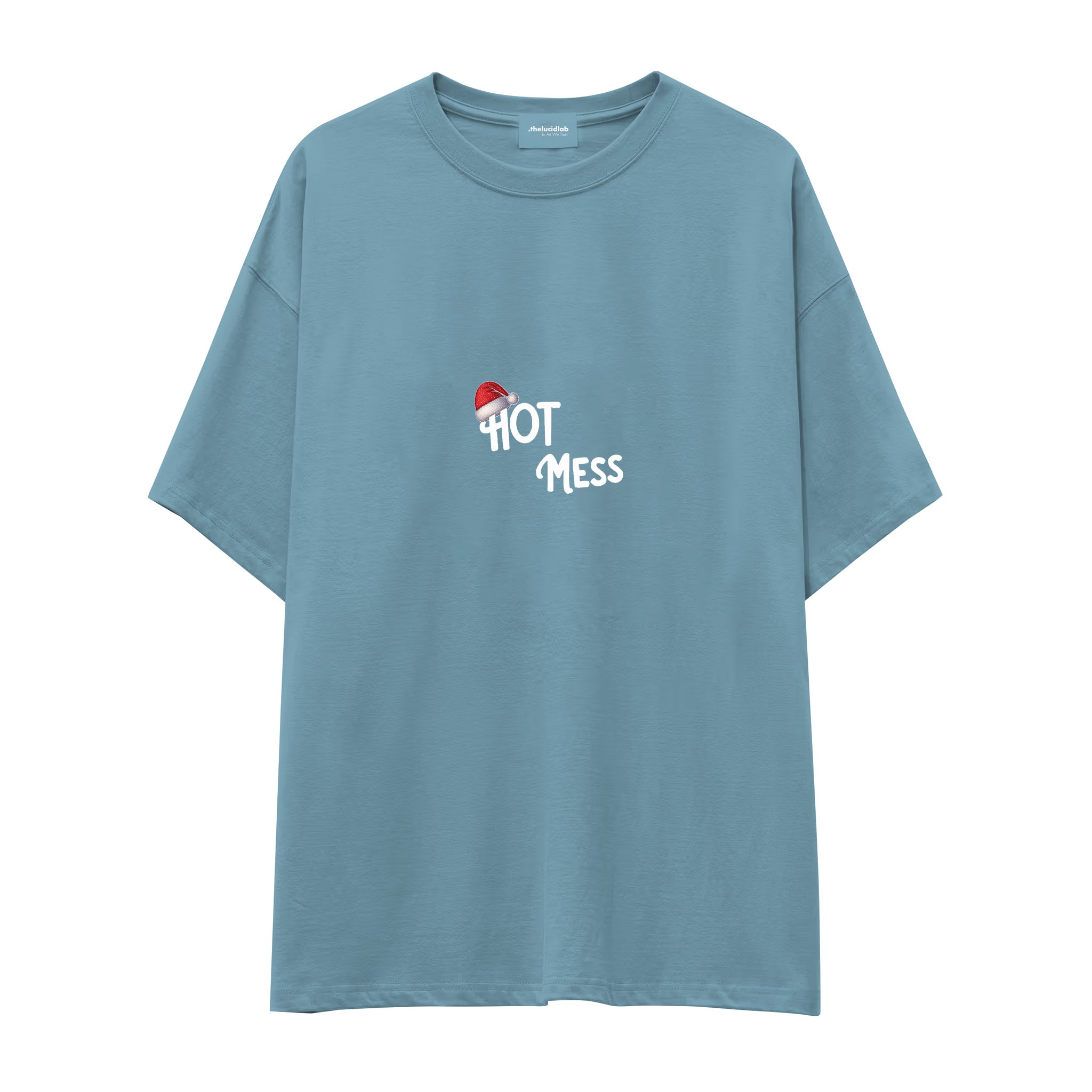 Hot Mess Oversize Tişört Çelik Mavi Ön