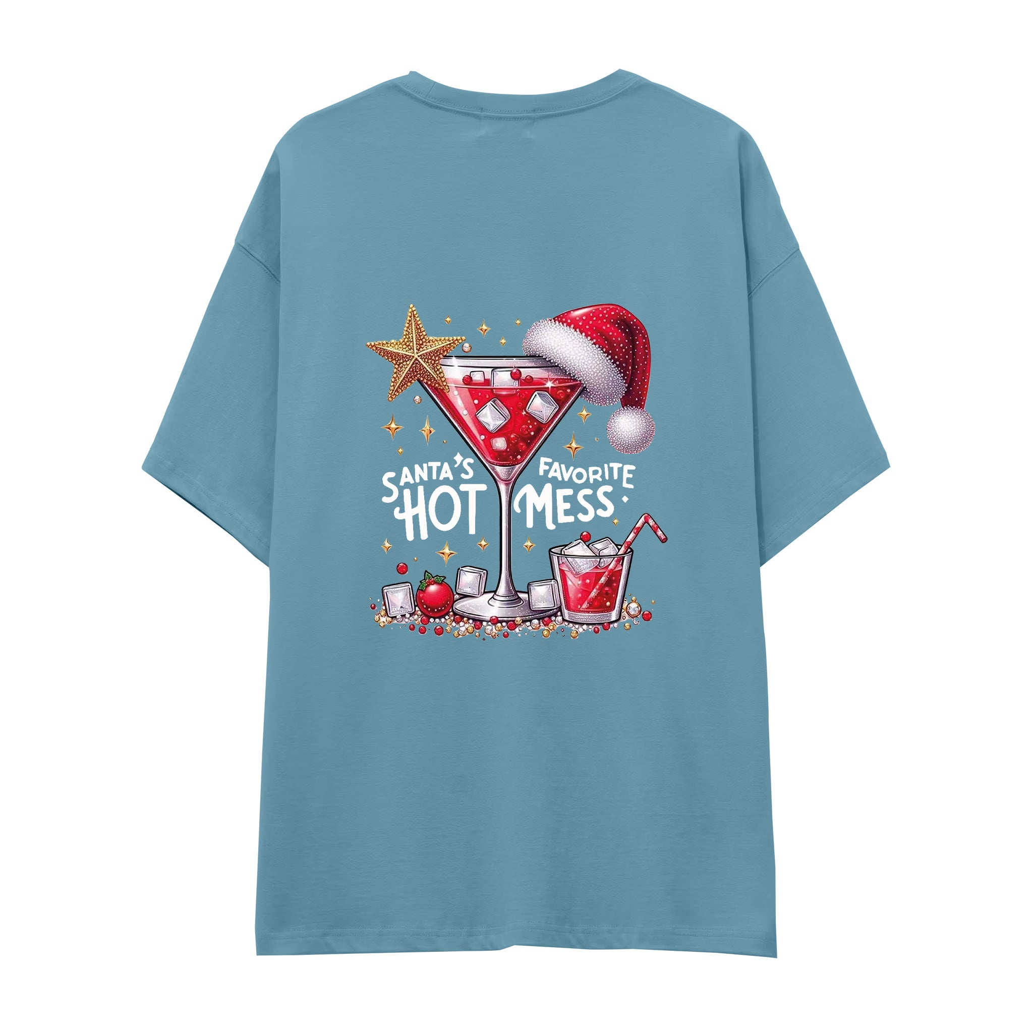 Hot Mess Oversize Tişört Çelik Mavi Arka