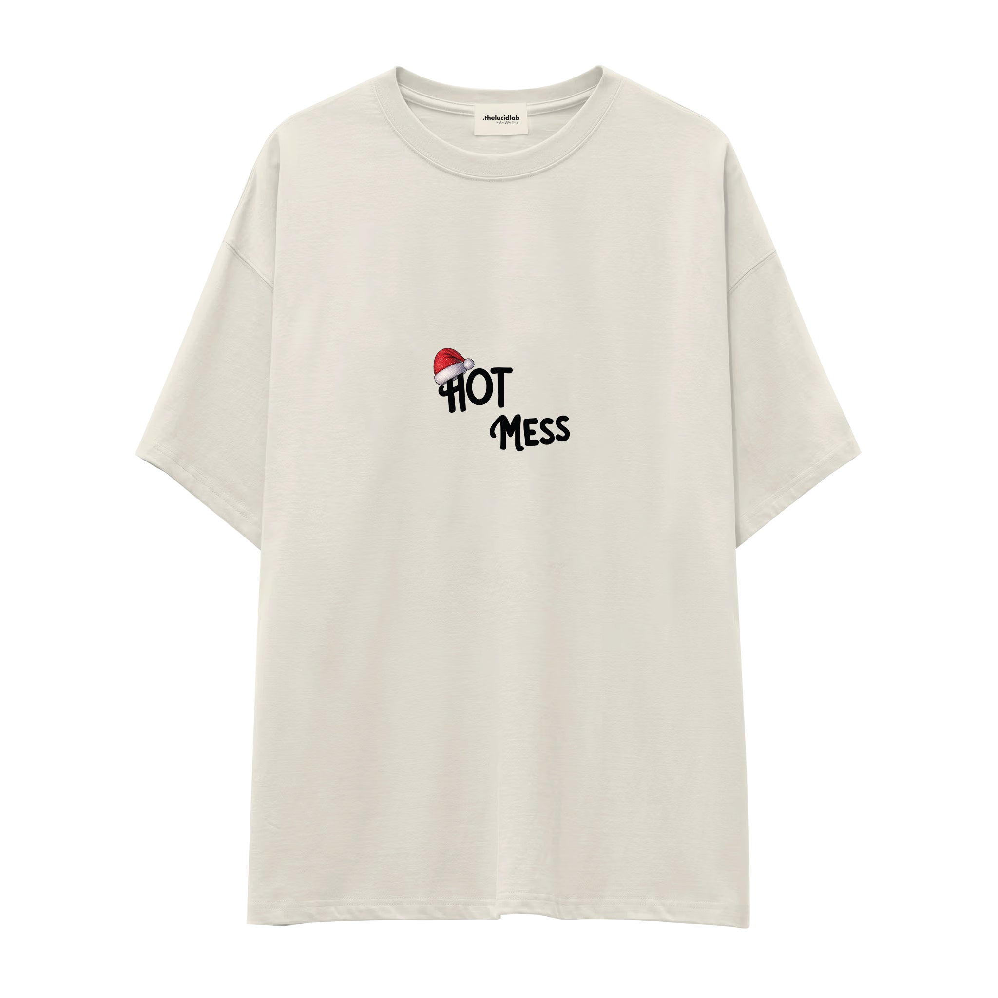 Hot Mess Oversize Tişört Ekru Ön