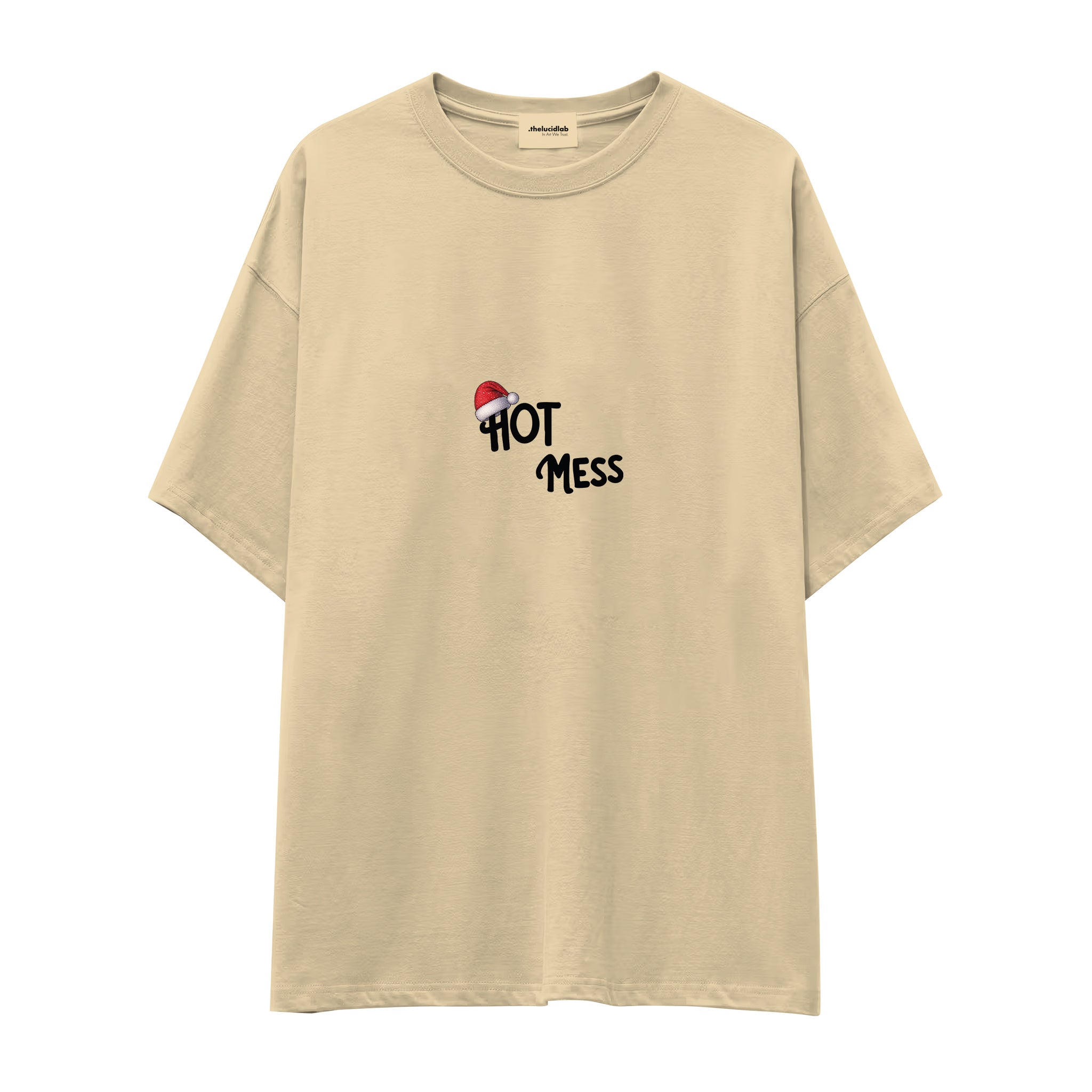 Hot Mess Oversize Tişört Krem Ön