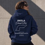 Imola Grand Prix Hoodie – Lacivert – model üzerinde arka görünüm