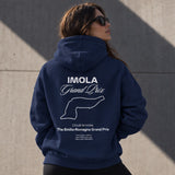 Imola Grand Prix Hoodie – Lacivert – model üzerinde arka görünüm