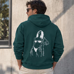 Catch Me By The Sea Hoodie – Koyu Yeşil – model üzerinde arka görünüm