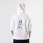 Catch Me By The Sea Hoodie – Beyaz – model üzerinde arka görünüm