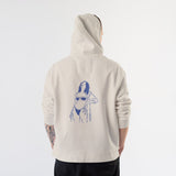Catch Me By The Sea Hoodie – Krem – model üzerinde arka görünüm
