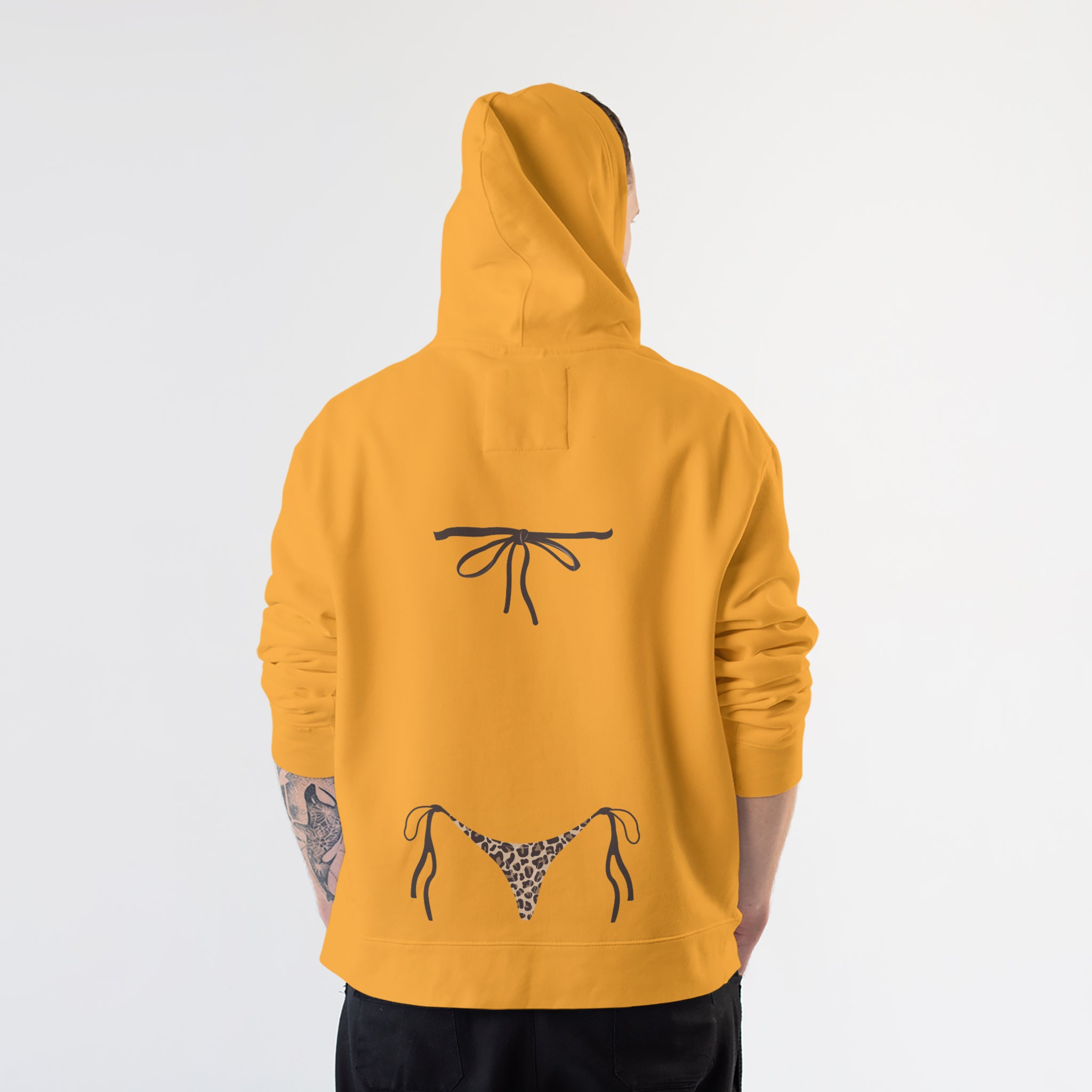 Leopard Bikini Hoodie – Turuncu – model üzerinde arka görünüm