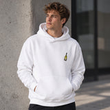 Big Money Never Comes Clean Hoodie – Beyaz – model üzerinde ön görünüm