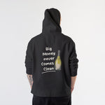 Big Money Never Comes Clean Hoodie – Siyah – model üzerinde arka görünüm