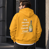 Big Money Never Comes Clean Hoodie – Turuncu – model üzerinde arka görünüm