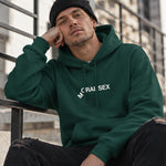 Moral Sex Hoodie – Koyu Yeşil – model üzerinde ön görünüm